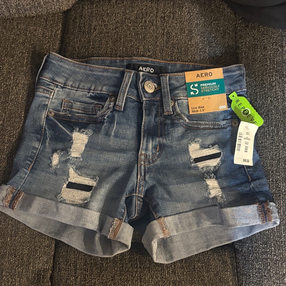 Aeropostale Distressed Blue Jean Shorts